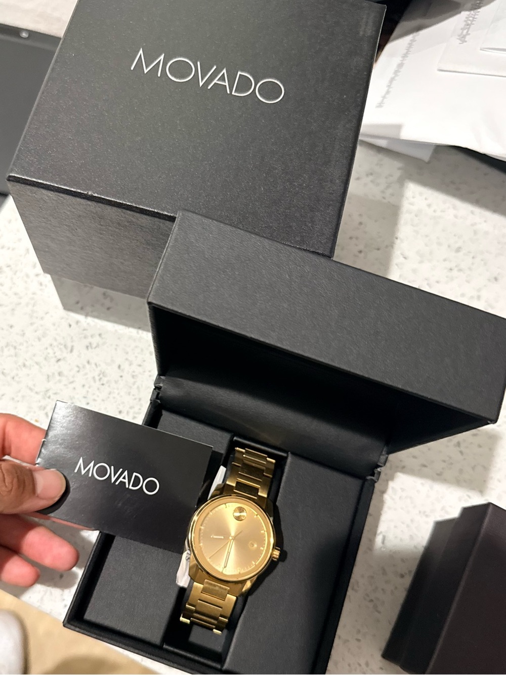 Movado Gold-Tone Men's Bracelet Watch with Champagne Dial
